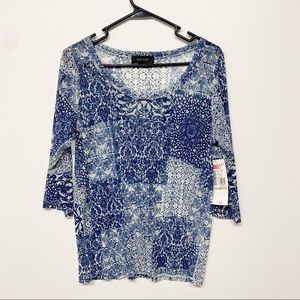 Karen Kane Blue 3/4 Sleeve Blouse 1x